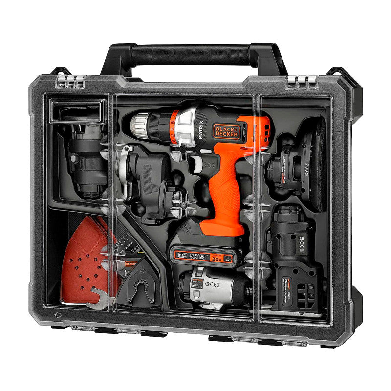 Kit Multifunción 20V 6 Cabezas Intercambiables Sistema MATRIX + Maletín | BLACK+DECKER MTX20K6A-B3