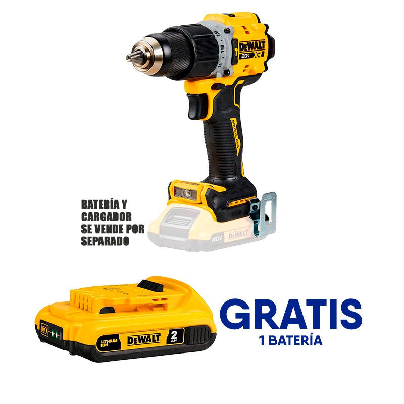 Barreno Percutor XR 20V 1/2" Brushless LED + Batería 2Ah Gratis | DEWALT DCD805B-OF1