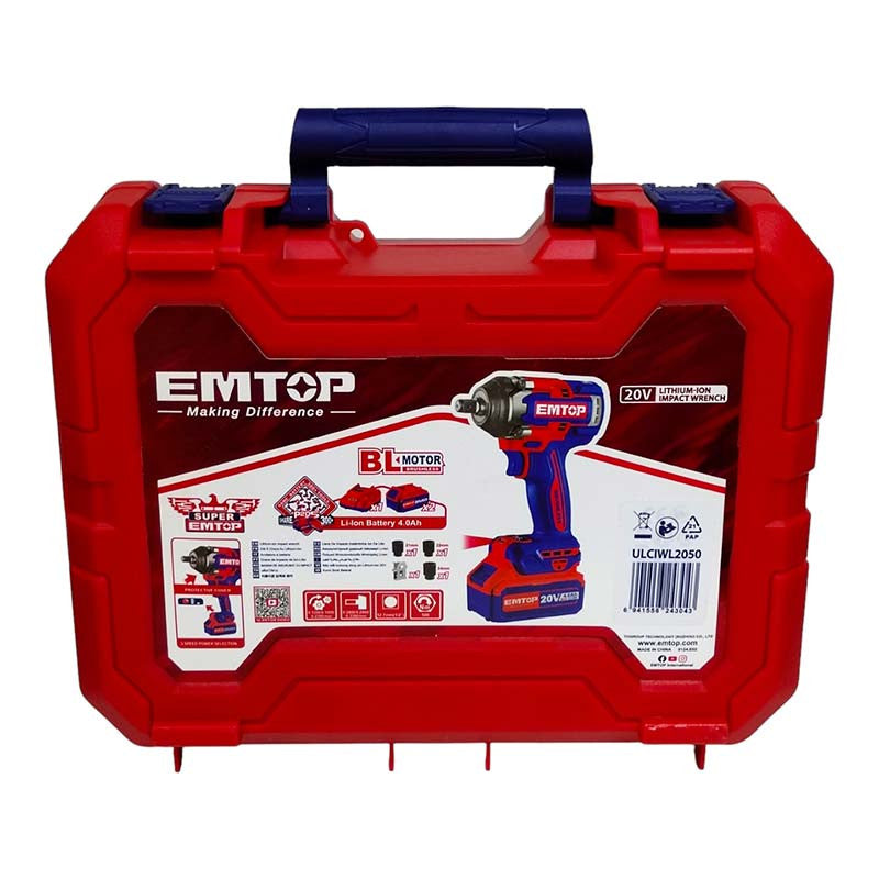Llave Impacto Inalambrica 1/2 20V 500Nm 3Vel Brushless Emtop