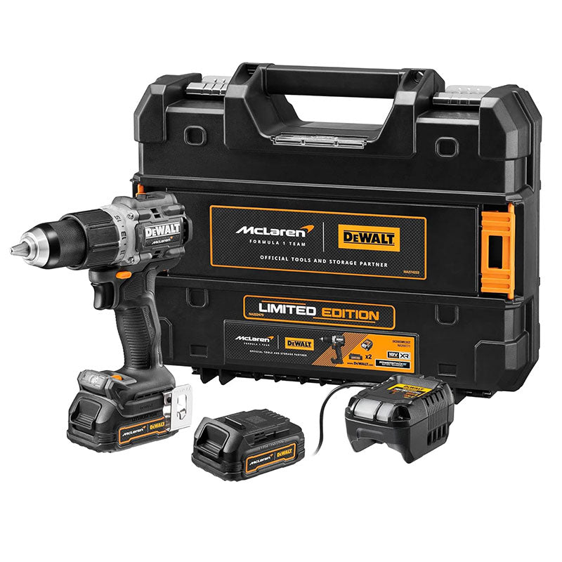 Mclaren.Taladro Percutor Inalambrico 20v Xr, Brushless, Mandril De 1/2 Pulg. 2 Baterias Power Stack Y Cargador. Dewalt