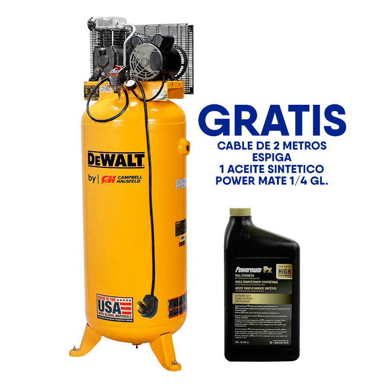 COMPRESOR 60 GALONES, 155 PSI, 13.4 CFM, 208-230 VOL. DEWALT by CAMPBELL HAUSFELD