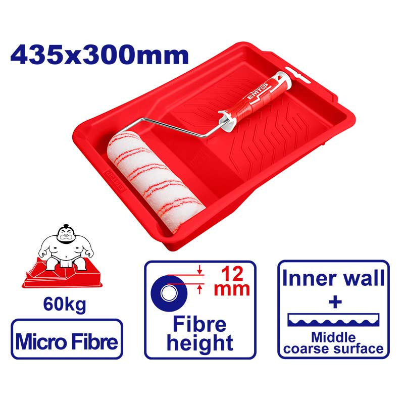 SET DE RODILLO DE MICROFIBRA 9 PLG. Y BANDEJA PARA PINTURA. EMTOP