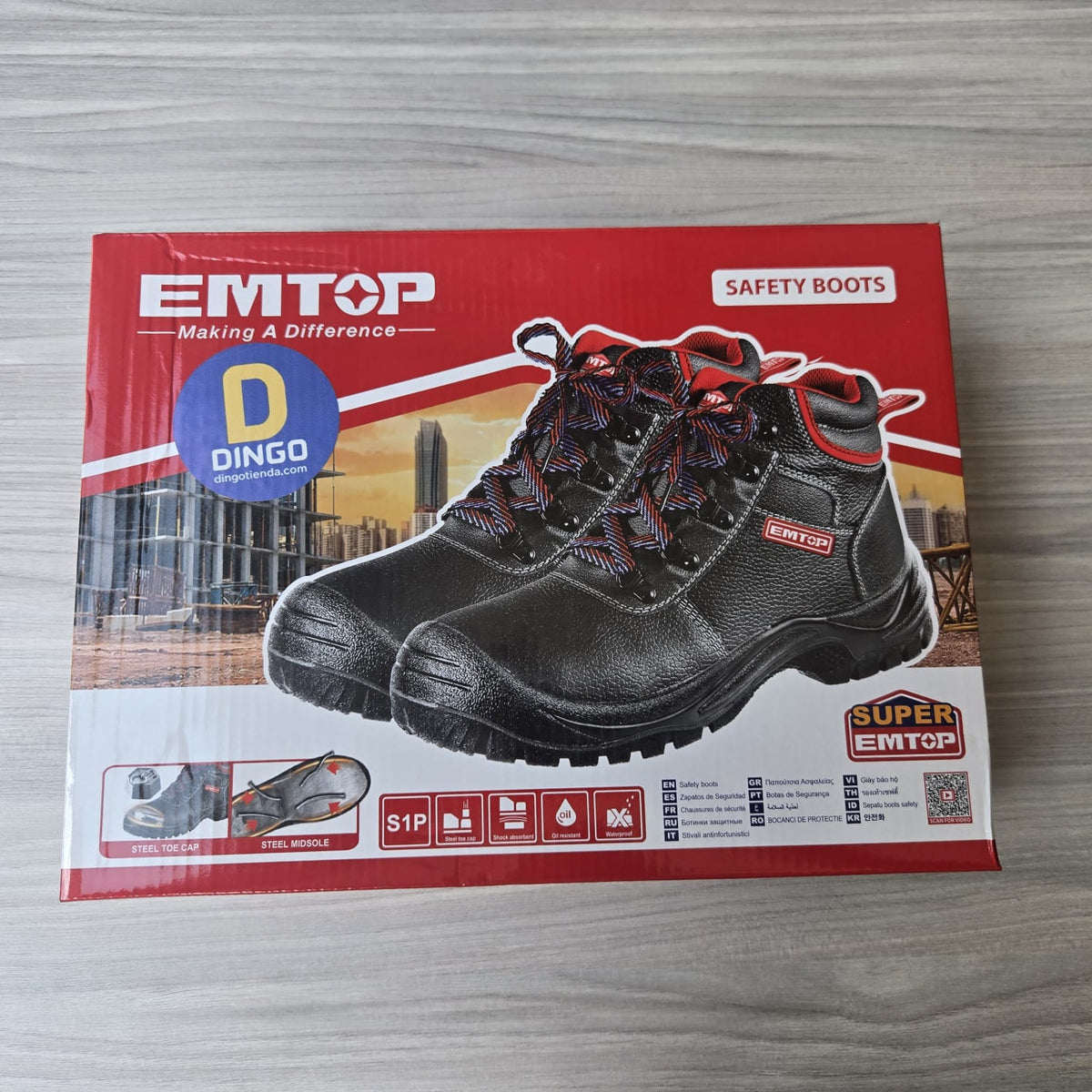 BOTAS DE SEGURIDAD PUNTA DE ACERO, ENTRESUELA ANTIESTATICO, ANTIVIBRACION, SUELA DE DOBLE DENSIDAD. TALLA 40. EMTOP