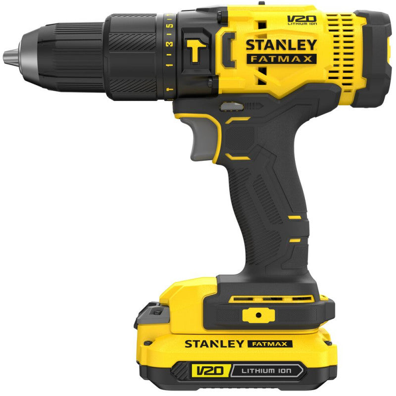 Barreno Percutor Inalámbrico 20V 1/2" 22 Torques LED + 2 Baterías y Maleta | STANLEY SCD711C2K-B3