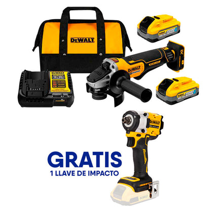 [DCG413H2-922B] -Esmeriladora Inalambrica, 20v, Brushless, 2 Baterias Power Stack 5ah Y Cargador. Gratis Llave De Impacto Dcf922b. Dewalt