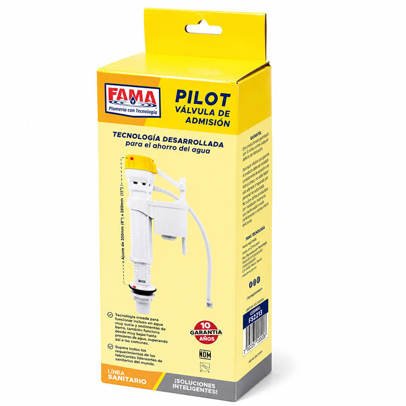 VALVULA DE ENTRADA PARA TANQUE DE SANITARIO, PILOT AJUSTABLE. FAMA