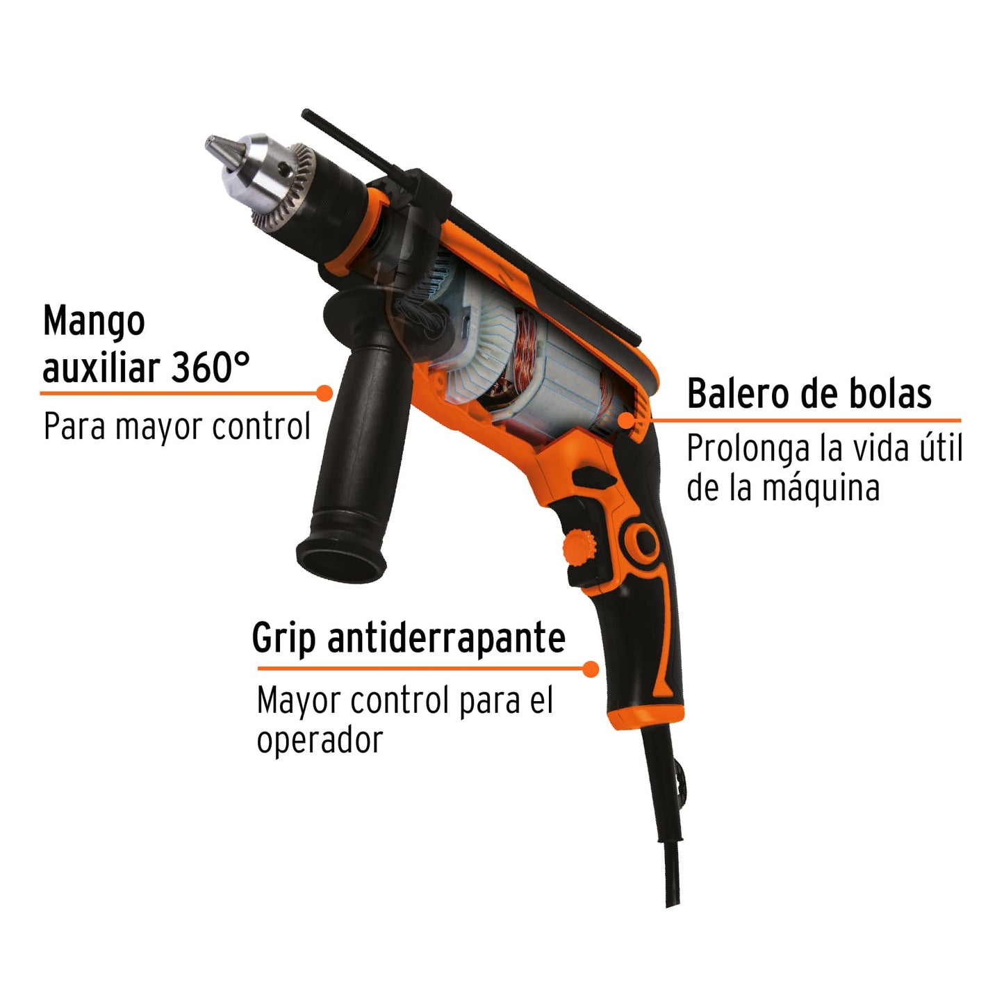 Rotomartillo/destornillador 1/2", 650W, TRUPER PRO