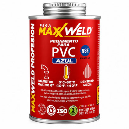 PEGAMENTO PARA PVC AZUL, USO RESIDENCIAL, 473 ML, PEGAMAXX WELD