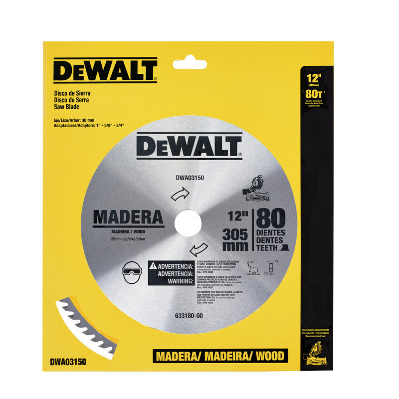 [DWA03150] -Disco De Sierra, 12 Pulg, 80 Dientes, Corte Fino. Marca Dewalt