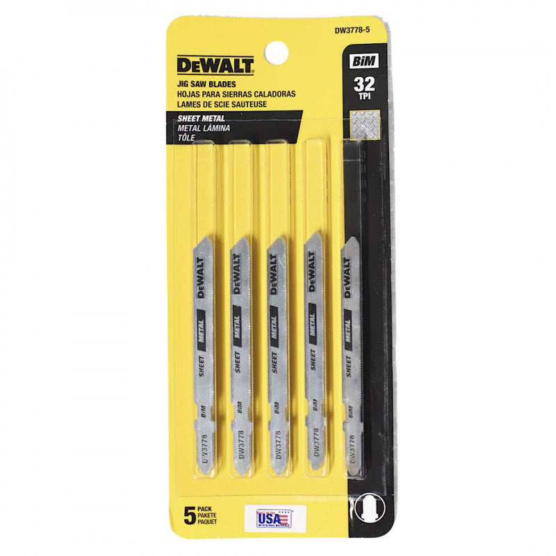 [DW3778-5] -Set De 5 Cuchillas Para Caladora Codigo Dw3778-5, De 32 Dientes X 3 Pulg, Tipo T, Para Acero De Alto Carbono. Dewalt