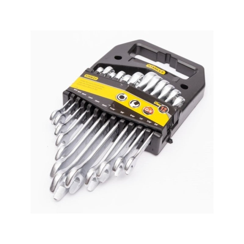 [71-607] -Juego 12 Llaves Combinadas Milimetricas, De 7, 8, 9, 10, 11, 12, 13, 14, 15, 16, 17, 19 Mm, 12 Puntos. Marca Stanley