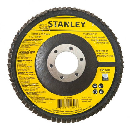 DISCO DE ZIRCONIO DE 4-1/2 GRANO 60. MARCA STANLEY CODIGO: STA4060FZ-BR