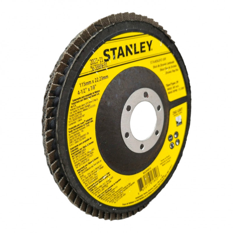 DISCO DE ZIRCONIO DE 4-1/2 GRANO 60. MARCA STANLEY CODIGO: STA4060FZ-BR