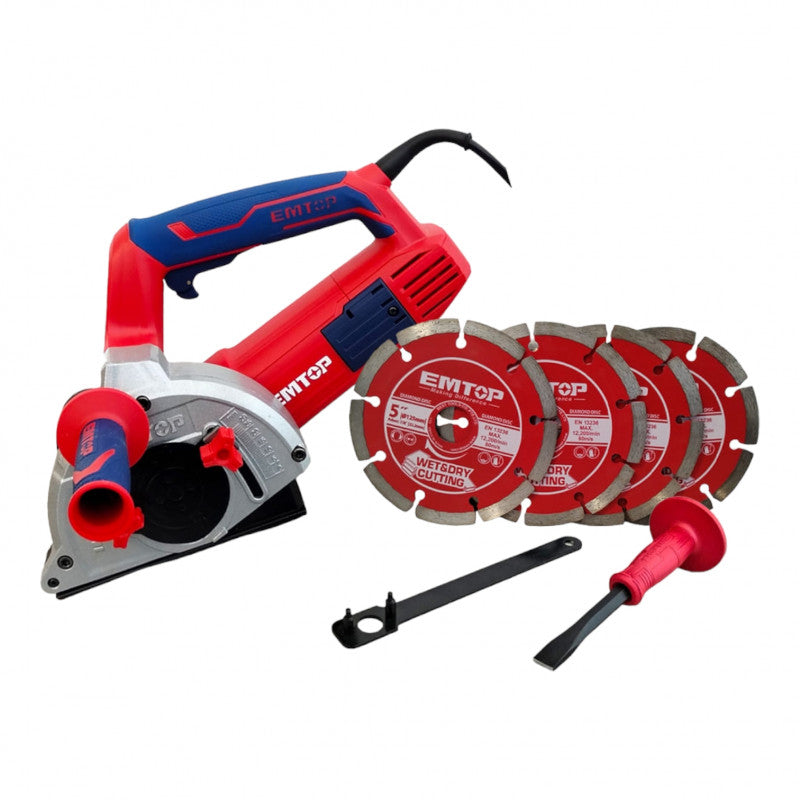 [ULMCR15001] -Cortadora De Concreto Ranuradora De 5 Pulgadas, 1500 Watts, Eje 5/8, 10,500 Rpm, Incluye 4 Discos De Corte. Emtop