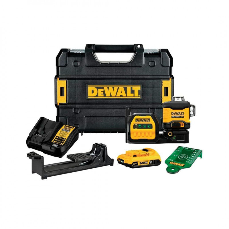 [DCLE34030G] -Nivel Laser De 3 Lineas Cruzadas De 360 Grados 12/20 Voltios Luz Verde, Incluye Cargador Y Bateria De 20 Volt.dewalt