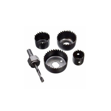 [15-774] -Set De 5 Piezas, 4 Brocas Sierras Y 1 Mandril, Corta Circulo, Madera, Plastico Y Aluminio. Marca Stanley