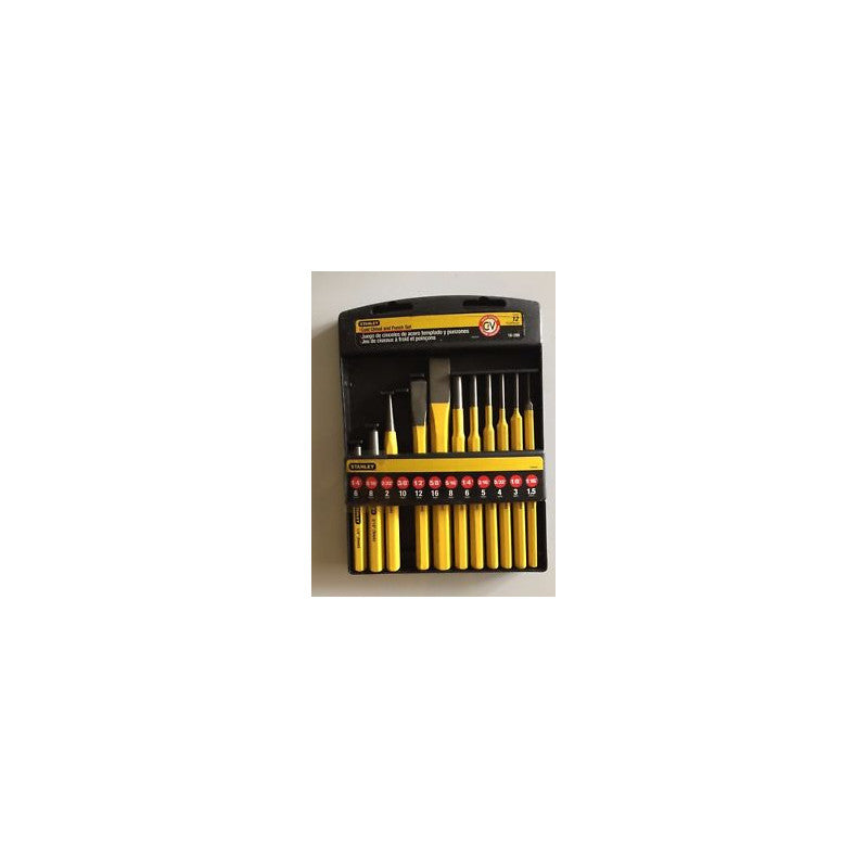 JUEGO DE 12 PIEZAS, CINCELES Y BOTADORES MANUALES. MARCA STANLEY