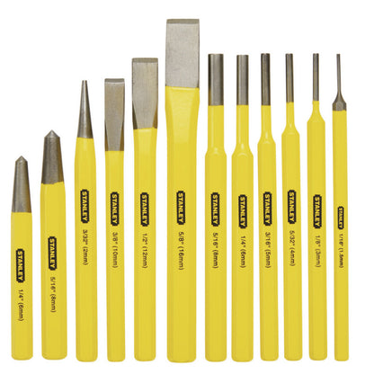 JUEGO DE 12 PIEZAS, CINCELES Y BOTADORES MANUALES. MARCA STANLEY
