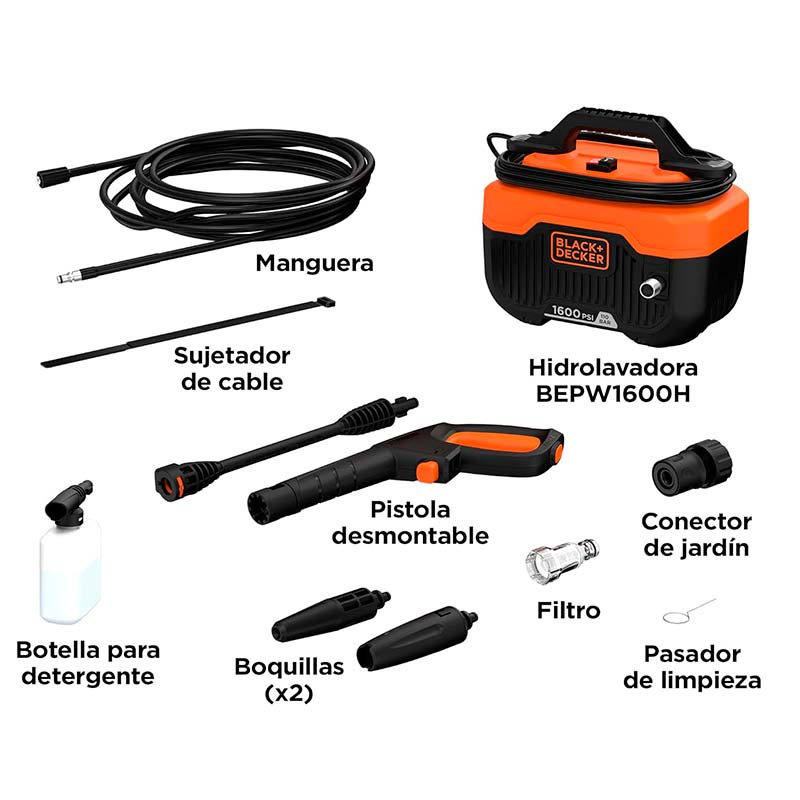 Hidrolavadora Compacta 1300W 1600 PSI Black+Decker BEPW1600H-B3