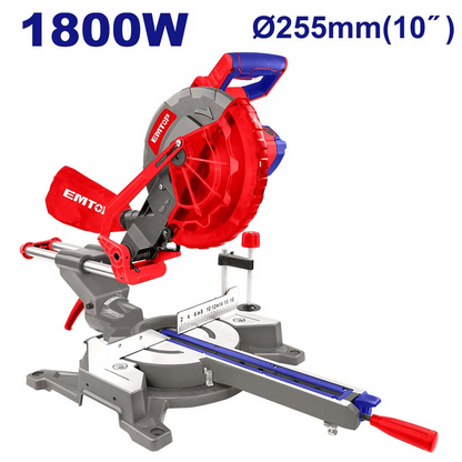 Sierra ingleteadora telescopica 10" 1800W 5200 RPM, EMTOP