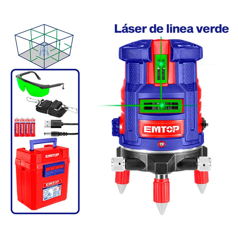 Nivel Láser Verde Autonivelante EMTOP 30 Metros