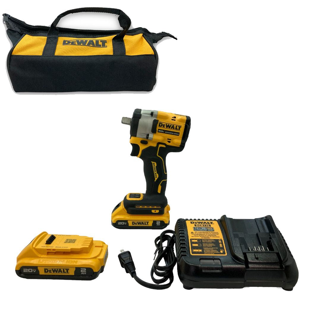 Llave Impacto Inalambrica 1/2 20V 450Lb Atomic Con 2Baterias y Maleta Dewalt