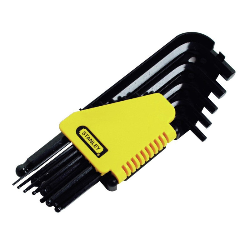 [69-257] -Juego De 12 Llaves Hexagonales/Allen Largas Con Punta Redonda, Sae, Pulgadas. Marca Stanley