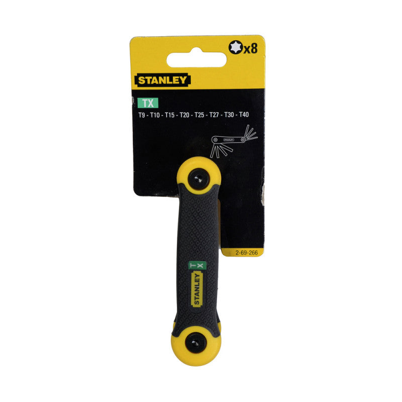 [69-266] -Juego De 8 Llaves Torx Pro, Plegables, Medidas T9, T10, T15, T20, T25, T27, T30 Y T40. Marca Stanley