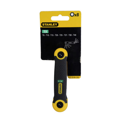 [69-266] -Juego De 8 Llaves Torx Pro, Plegables, Medidas T9, T10, T15, T20, T25, T27, T30 Y T40. Marca Stanley