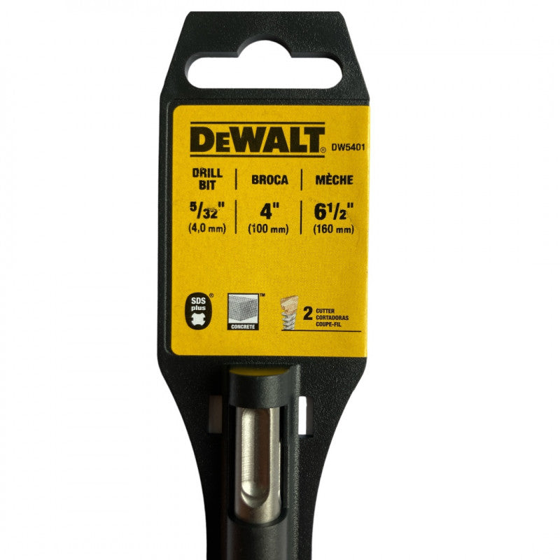 BROCA SDS PLUS CON PUNTA DE CARBURO, 5/32 X 4 X 6 1/2 PULGADAS, PARA CONCRETO. MARCA DEWALT