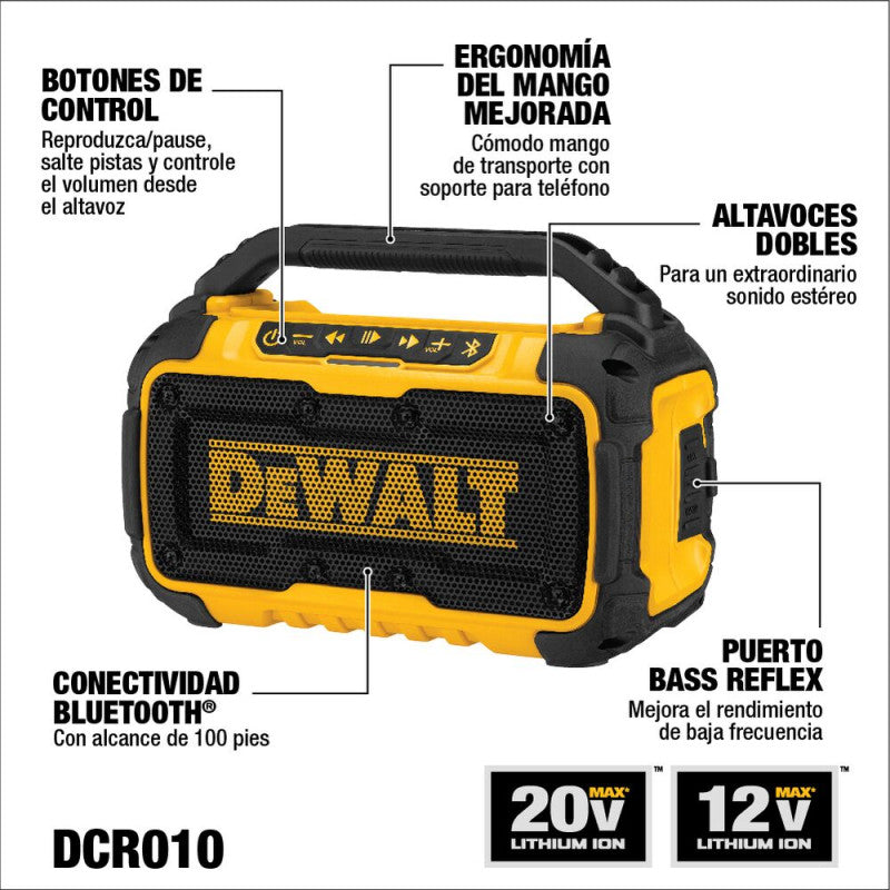 Altavoz Bluetooth DEWALT DCR010 Inalámbrico 12V/20V