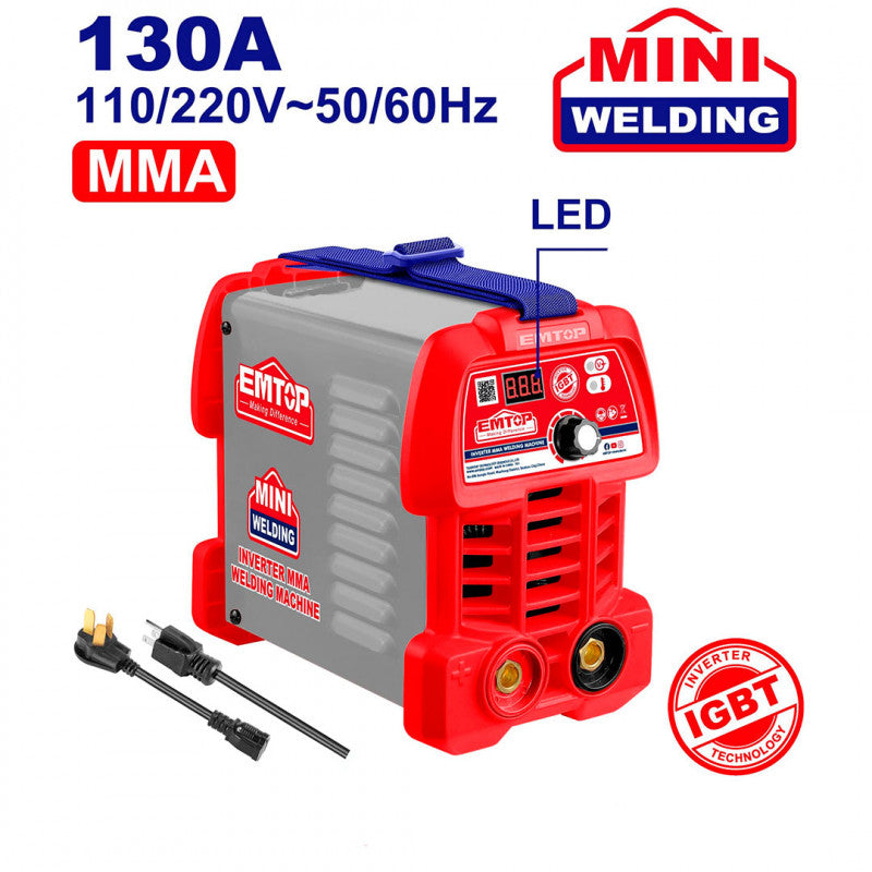 Soldadora Inverter Mini De Mma De 130 Amperios De 110 Y 220 Voltios De Tegnologia Inverter Igbt Marca Emtop