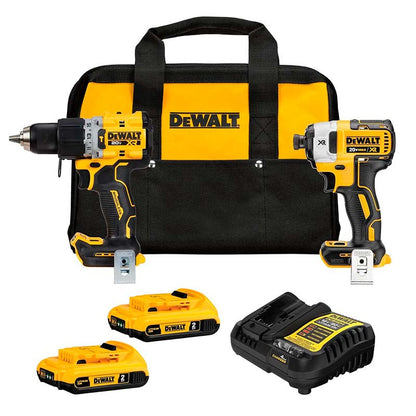 Combo Barreno/Taladro Percutor Y Atornillador De Impacto De Inalambrico 20 Volt De Brushless Con Bolso Marca Dewalt