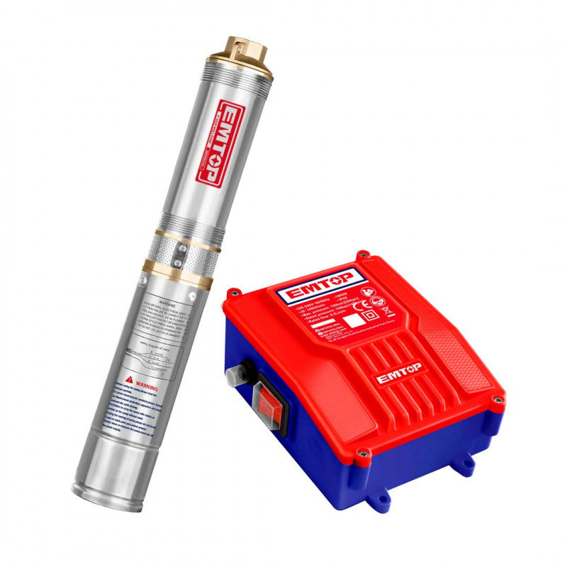 Bomba De Agua Sumergible Para Pozo De 2 Hp De 1 De 500 Watts De Caja De Control Y Proteccion De Sobretension Marca Emtop