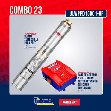 Bomba De Agua Sumergible Para Pozo De 2 Hp De 1 De 500 Watts De Caja De Control Y Proteccion De Sobretension Marca Emtop
