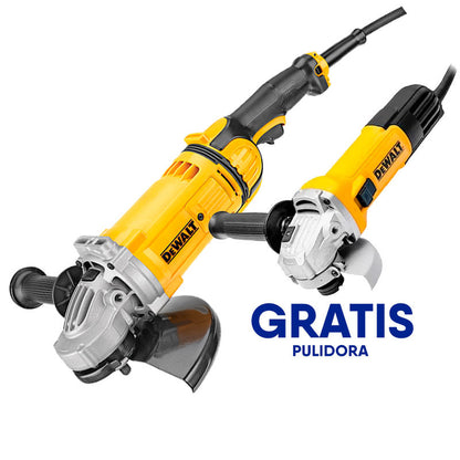 Combo Pulidora Dewalt 9" 2,400W + Pulidora 4-1/2" 750W