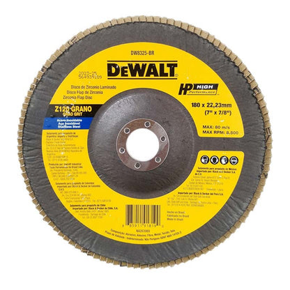 [DW8325-BR] -Disco De Zirconio, 7 Pulg X 7/8 Pulg, Grano 120, Flap Disc. Marca Dewalt