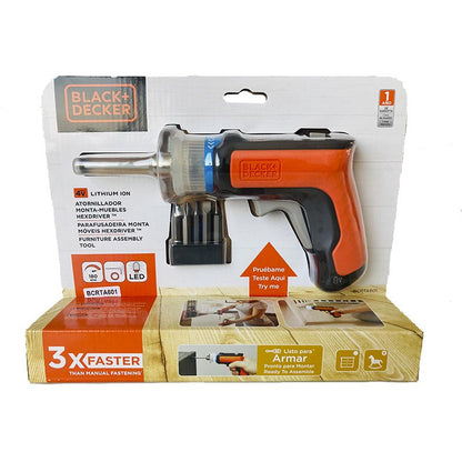 [BCRTA601-B3] -Atornillador , Inalambrico, Monta Muebles, 4 Voltios, Hexagonal. Marca Black And Decker