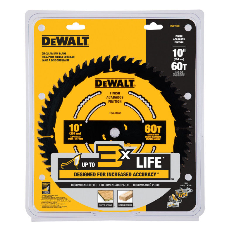 [DWA11060] -Disco De Sierra, 10 Pulgadas, Eje 5/8 Pulg, 60 Dientes De Carburo, Para Uso General En Madera. Marca Dewalt