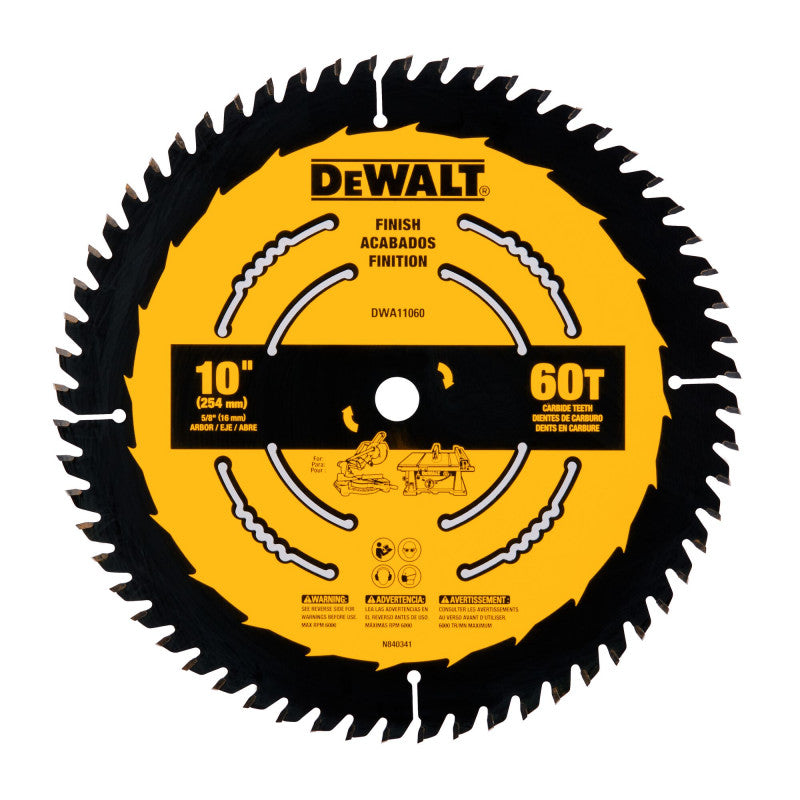 [DWA11060] -Disco De Sierra, 10 Pulgadas, Eje 5/8 Pulg, 60 Dientes De Carburo, Para Uso General En Madera. Marca Dewalt