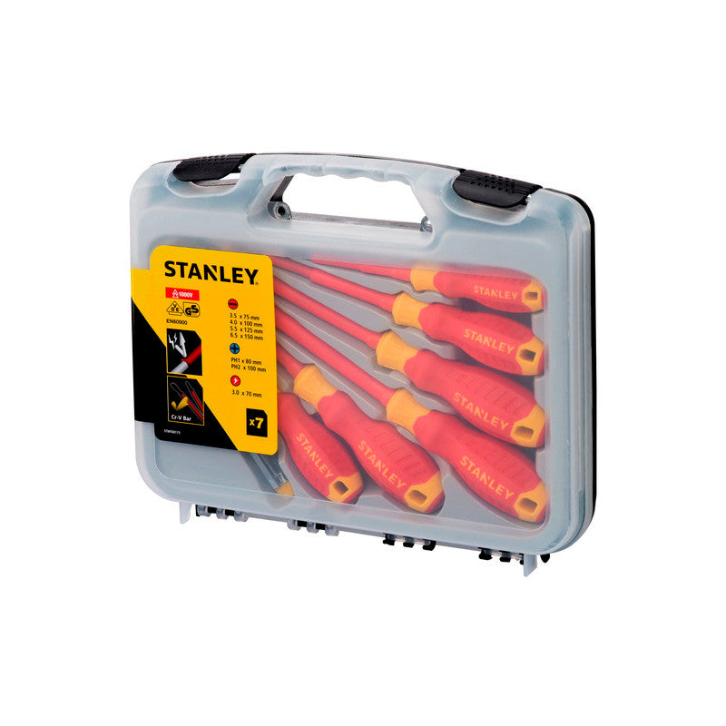 [STMT60175-LA] -Juego De 7 Destornilladores Aislados, 1,000 Voltios, Maxsteel, No. 1 Y No. 2, 2.5, 3, 4, 5.5 Y 6.5 Mm. Marca Stanley