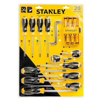 [STMT60220-LA] -Juego De 20 Destornilladores, 3 Punta Gabinete, 4 Estandar, 5 Phillips, 6 De Presicion, 2 Acodados. Stanley
