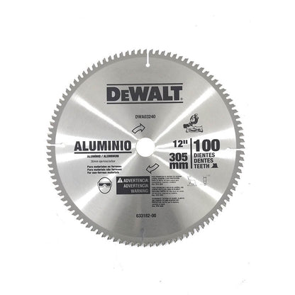 [DWA03240] -Disco De Sierra,12 Pulg, 100 Dientes, P/Aluminio Y No Ferrosos, Eje 30mm,Adaptador De 1 Pulg, 5/8 Y 3/4. Marca Dewalt