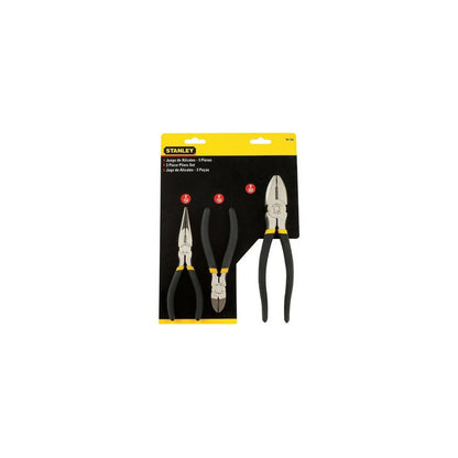 [90-162LA] -Juego De 3 Alicates P/Electricista, Alicate De 8 Pulg, Punta Larga De 6 Pulg, Corte Diagonal De 6 Pulg. Marca Stanley