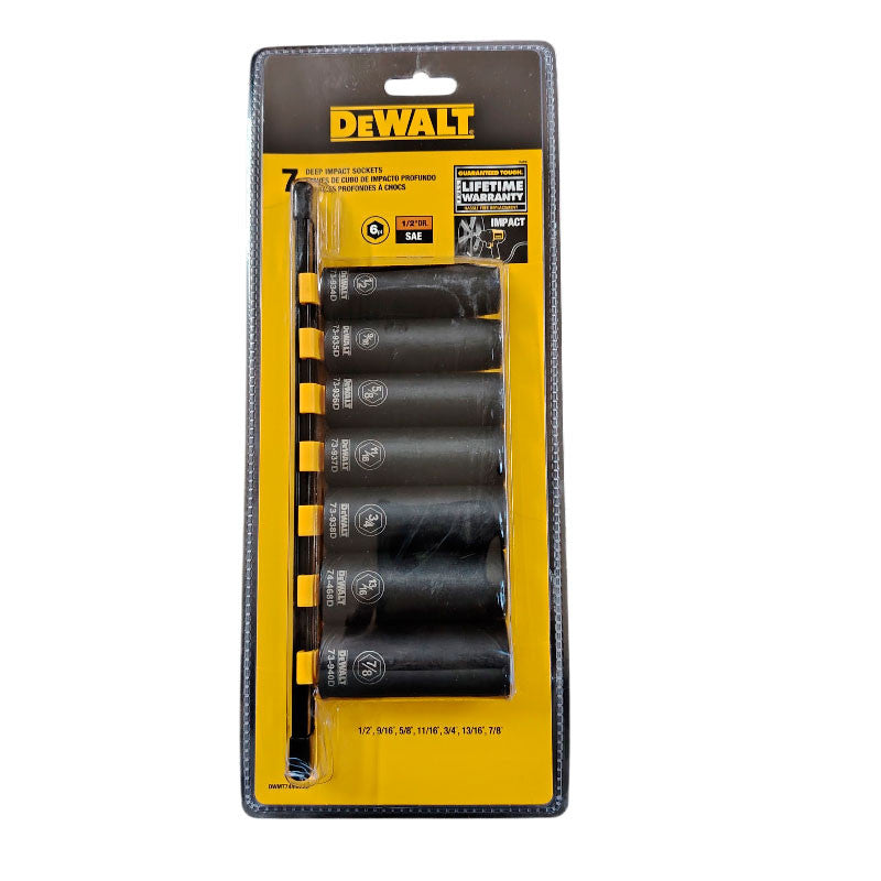 [DWMT74448OSP] -Juego De 7 Copas Largas De Impacto En Pulgadas Raiz 1/2, Incluye 1/2, 9/16, 5/8, 11/16, 3/4, 13/16 Y 7/8 Plg. Dewalt
