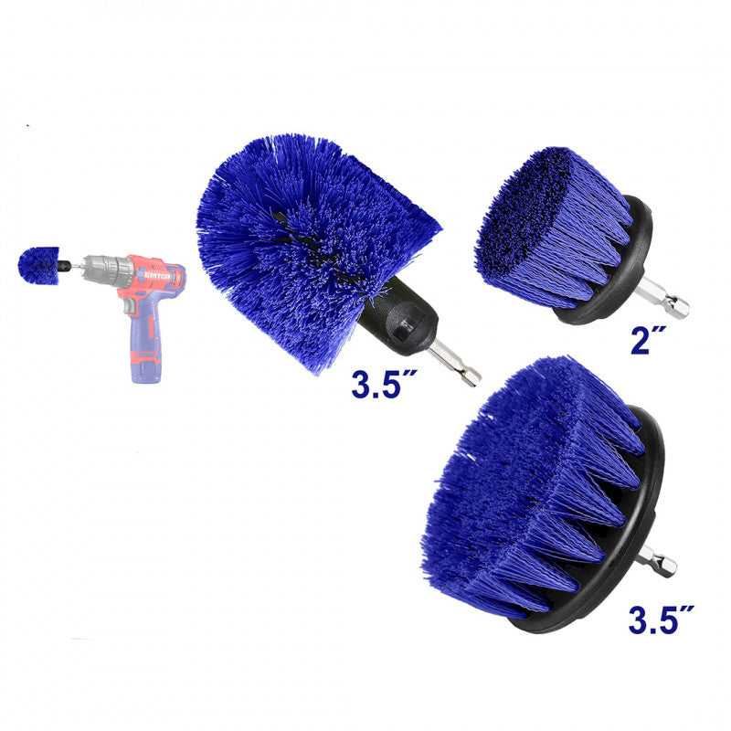 [ECBM0301] -Kit De 3 Cepillos Cerdas Medianas Para Limpieza Con Vastago 1/4 Para Colocarlo En Barreno O Atornillador. Emtop