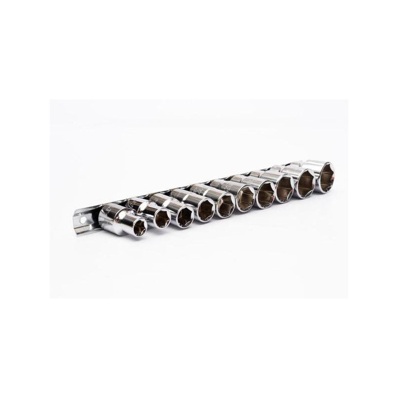 [86-734] -Juego De 11 Piezas, Copas 12 Puntos Raiz De 1/2 Pulgada, En Milimetros Con Ratceht Y Porta Copas. Marca Stanley