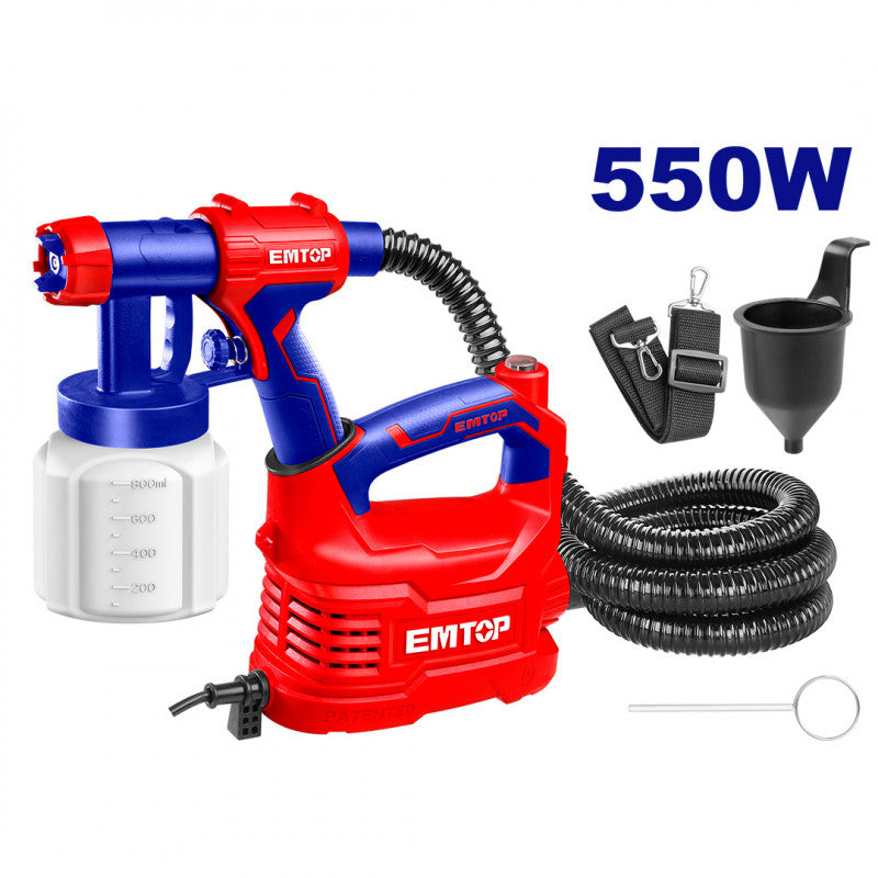 [ULSGN50001] -Pistola Electrica Para Pintar, Motor De 550 Watts, Boquilla De 3/32 Pulg, Caudal Ajustable. Marca Emtop