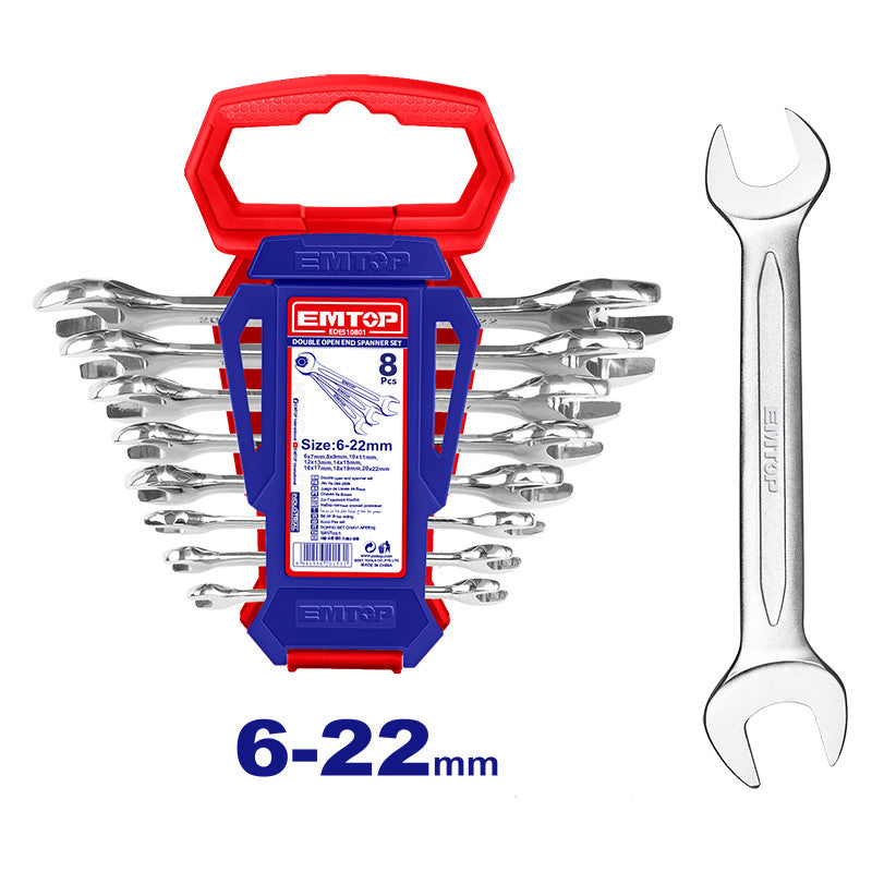 [EDES10801] -Juego De 8 Llaves, De Boca Doble, De Extremo Abierto, 6 A 22 Mm. Marca Emtop