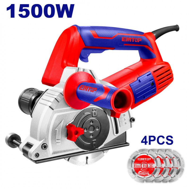 [ULMCR15001] -Cortadora De Concreto Ranuradora De 5 Pulgadas, 1500 Watts, Eje 5/8, 10,500 Rpm, Incluye 4 Discos De Corte. Emtop